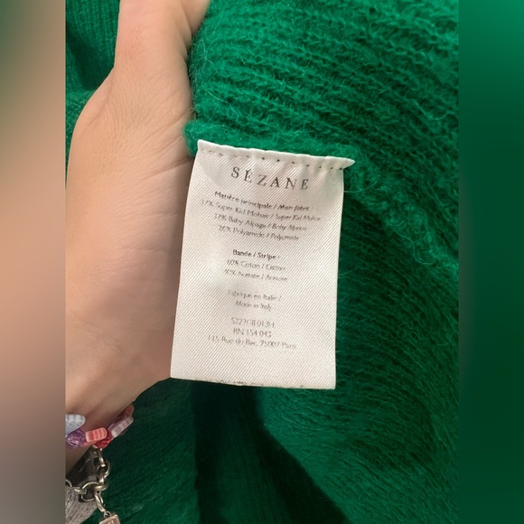 NWOT Sezane Gespard Bright Green Mohair Wool 
Cardigan Sweater - Picture 9 of 11
